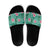 Cyan Hawaii Hibiscus With Tropical Flowers Motifs Slide Sandals - Polynesian Pride