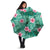 Cyan Hawaii Hibiscus With Tropical Flowers Motifs Umbrella - Polynesian Pride