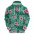 Cyan Hawaii Hibiscus With Tropical Flowers Motifs Zip Hoodie - Polynesian Pride