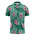 Cyan Hawaii Hibiscus With Tropical Flowers Motifs Zipper Polo Shirt - Polynesian Pride