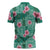 Cyan Hawaii Hibiscus With Tropical Flowers Motifs Zipper Polo Shirt - Polynesian Pride