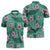 Cyan Hawaii Hibiscus With Tropical Flowers Motifs Zipper Polo Shirt - Polynesian Pride
