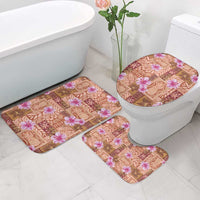 Orange Hawaii Hibiscus With Tropical Flowers Motifs Bathroom Set - Polynesian Pride