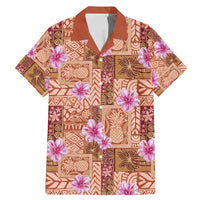 Orange Hawaii Hibiscus With Tropical Flowers Motifs Family Matching Mermaid Dress and Hawaiian Shirt - Polynesian Pride