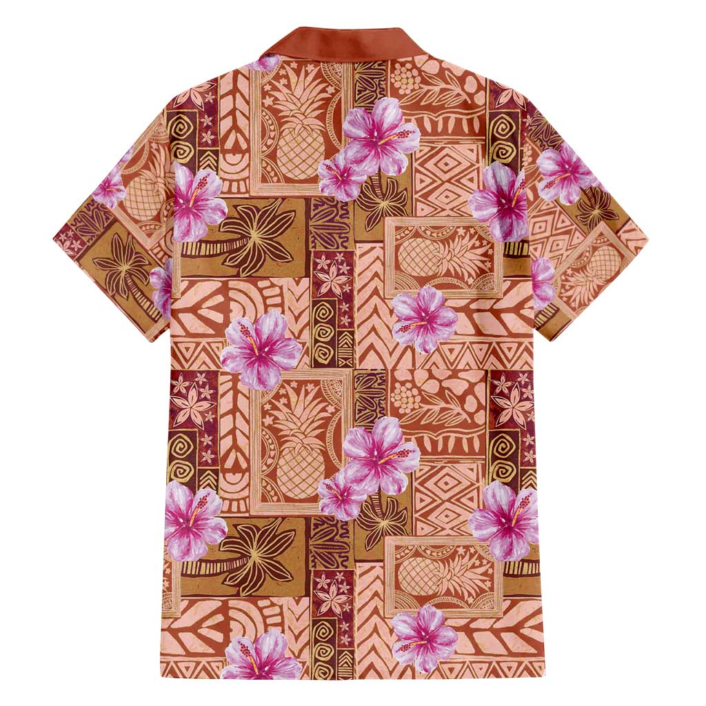Orange Hawaii Hibiscus With Tropical Flowers Motifs Family Matching Summer Maxi Dress and Hawaiian Shirt - Polynesian Pride
