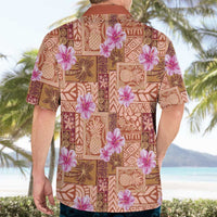 Orange Hawaii Hibiscus With Tropical Flowers Motifs Hawaiian Shirt - Polynesian Pride