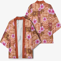 Orange Hawaii Hibiscus With Tropical Flowers Motifs Kimono - Polynesian Pride
