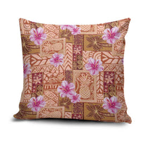 Orange Hawaii Hibiscus With Tropical Flowers Motifs Pillow Cover - Polynesian Pride