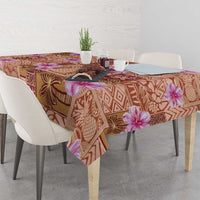 Orange Hawaii Hibiscus With Tropical Flowers Motifs Tablecloth - Polynesian Pride