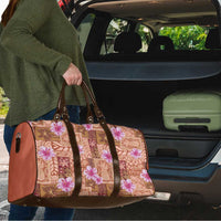 Orange Hawaii Hibiscus With Tropical Flowers Motifs Travel Bag - Polynesian Pride