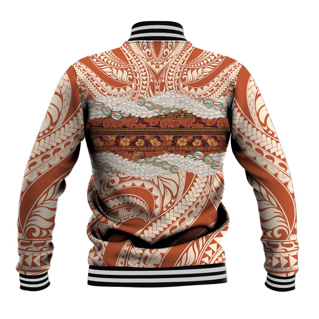 Aloha Hawaii Mikioi Lei Baseball Jacket Beige Tropical Flower Pattern - Polynesian Pride