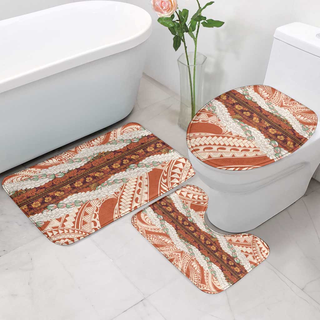 Aloha Hawaii Mikioi Lei Bathroom Set Beige Tropical Flower Pattern - Polynesian Pride