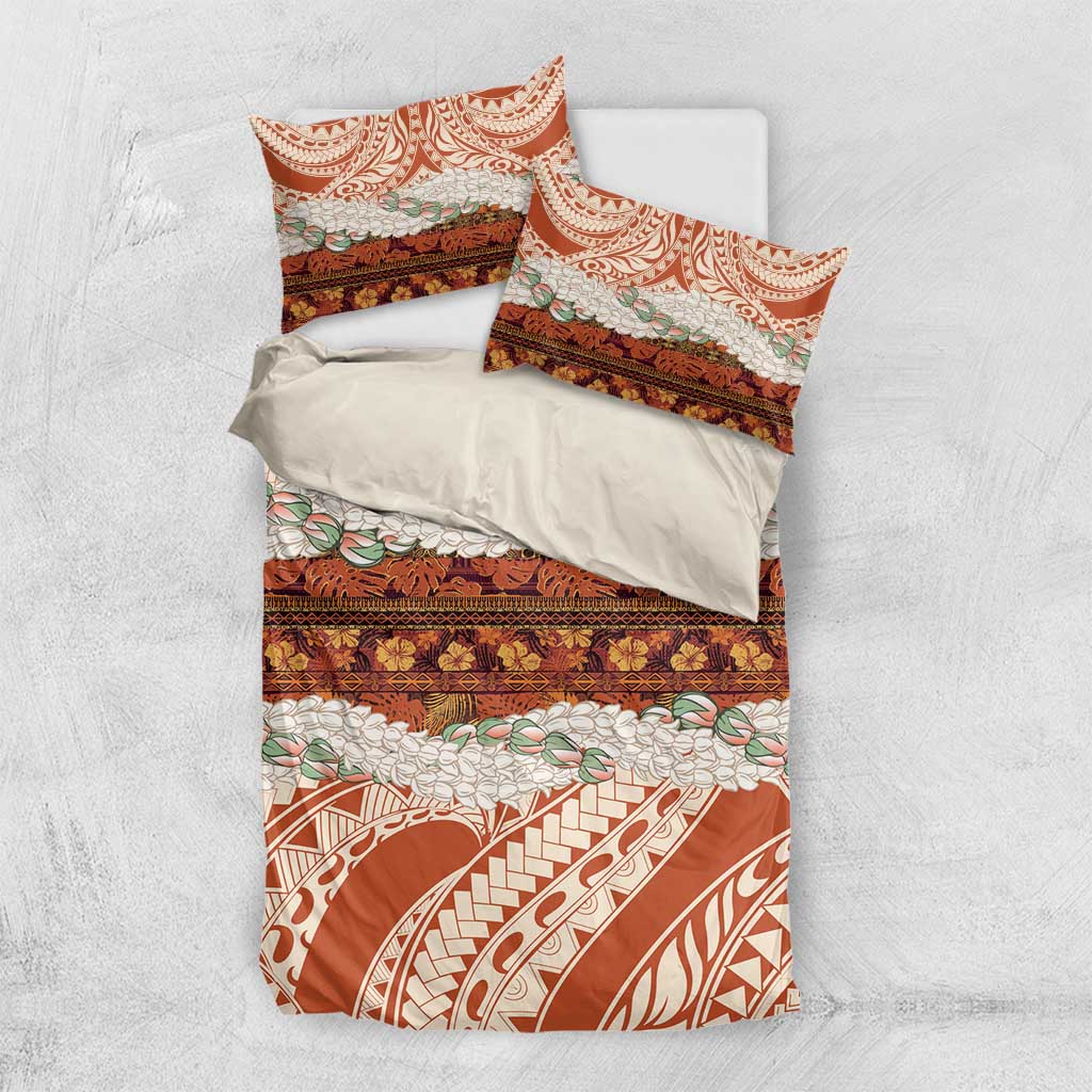 Aloha Hawaii Mikioi Lei Bedding Set Beige Tropical Flower Pattern - Polynesian Pride