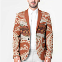 Aloha Hawaii Mikioi Lei Blazer Beige Tropical Flower Pattern - Polynesian Pride