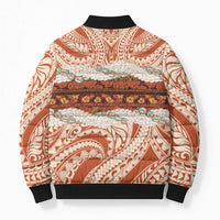 Aloha Hawaii Mikioi Lei Bomber Puffer Jacket Beige Tropical Flower Pattern - Polynesian Pride