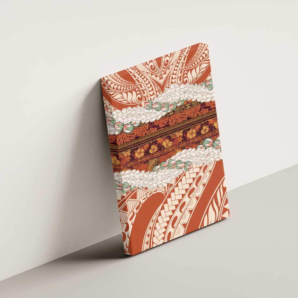 Aloha Hawaii Mikioi Lei Canvas Wall Art Beige Tropical Flower Pattern - Polynesian Pride