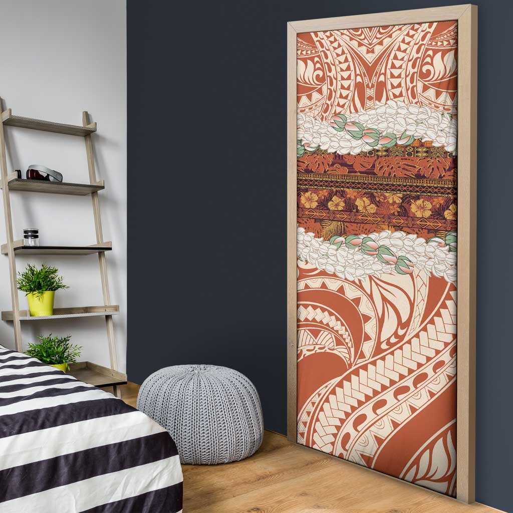 Aloha Hawaii Mikioi Lei Door Cover Beige Tropical Flower Pattern - Polynesian Pride