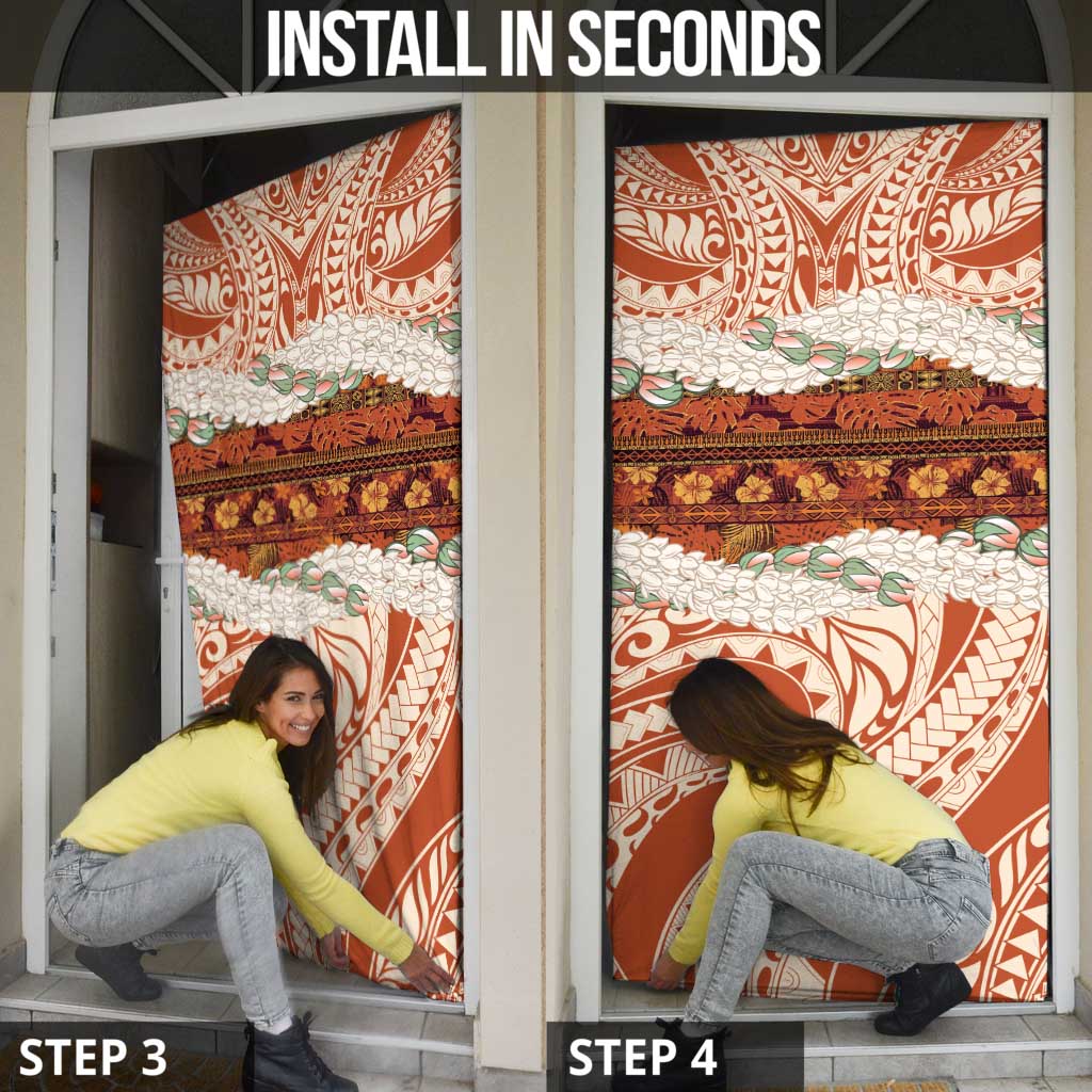 Aloha Hawaii Mikioi Lei Door Cover Beige Tropical Flower Pattern - Polynesian Pride