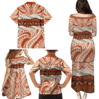 Aloha Hawaii Mikioi Lei Family Matching Puletasi and Hawaiian Shirt Beige Tropical Flower Pattern - Polynesian Pride