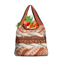 Aloha Hawaii Mikioi Lei Grocery Bag Beige Tropical Flower Pattern - Polynesian Pride