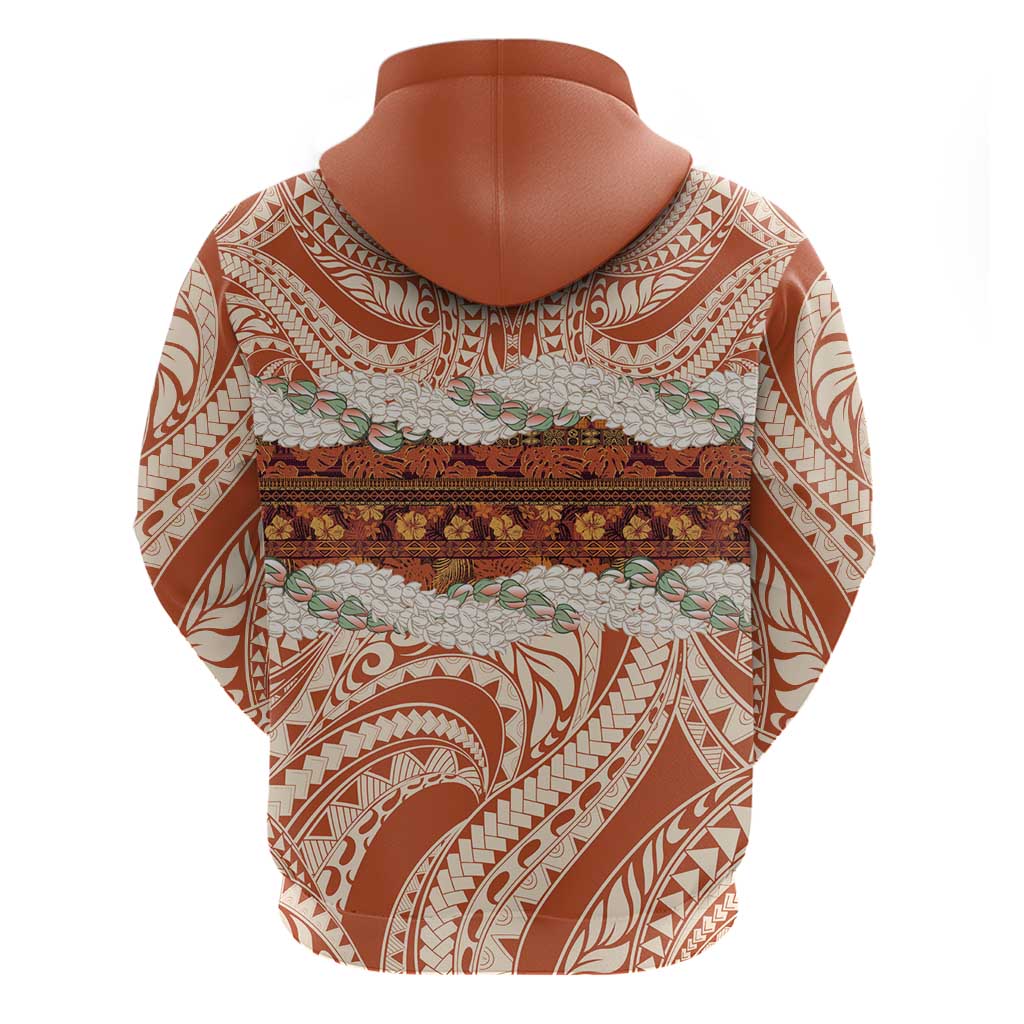 Aloha Hawaii Mikioi Lei Hoodie Beige Tropical Flower Pattern - Polynesian Pride