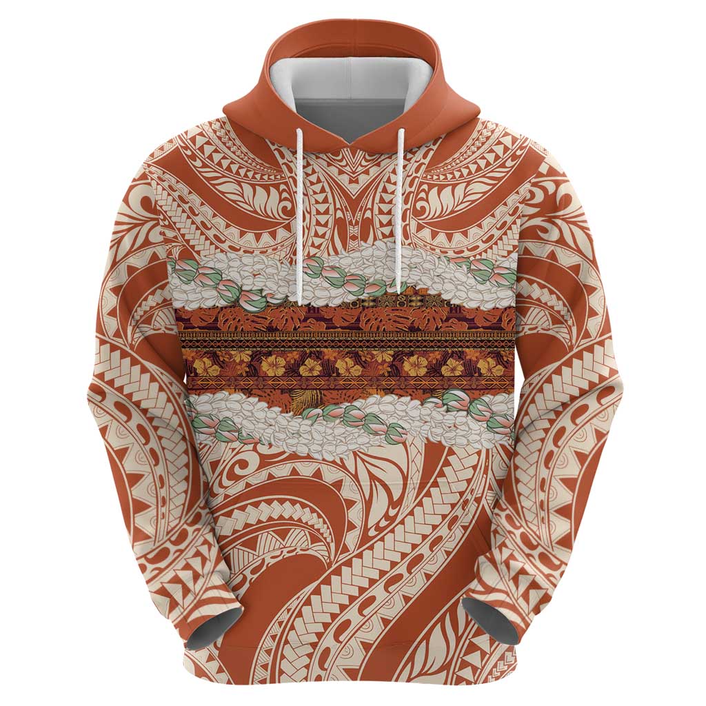 Aloha Hawaii Mikioi Lei Hoodie Beige Tropical Flower Pattern - Polynesian Pride