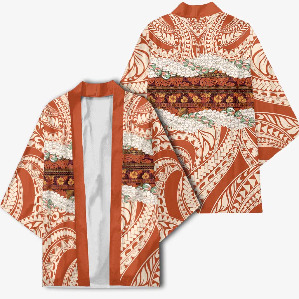 Aloha Hawaii Mikioi Lei Kimono Beige Tropical Flower Pattern - Polynesian Pride