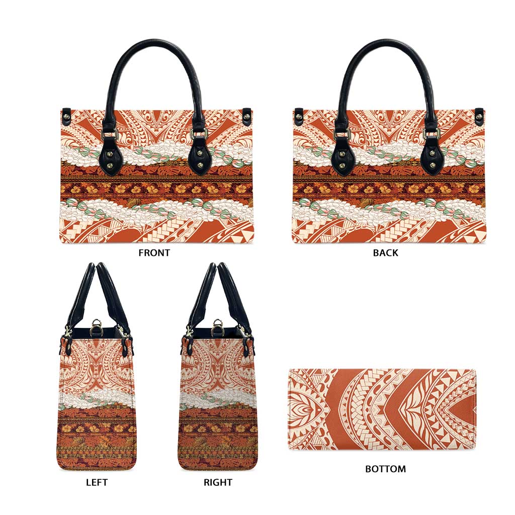Aloha Hawaii Mikioi Lei Leather Bag Beige Tropical Flower Pattern - Polynesian Pride