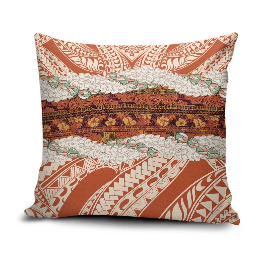 Aloha Hawaii Mikioi Lei Pillow Cover Beige Tropical Flower Pattern - Polynesian Pride