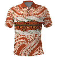 Aloha Hawaii Mikioi Lei Polo Shirt Beige Tropical Flower Pattern - Polynesian Pride