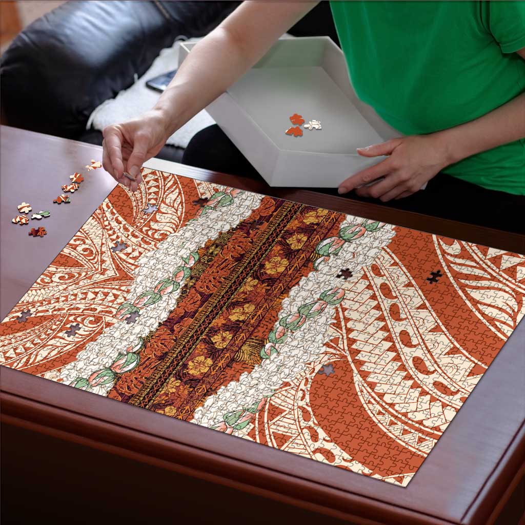 Aloha Hawaii Mikioi Lei Puzzle Beige Tropical Flower Pattern - Polynesian Pride