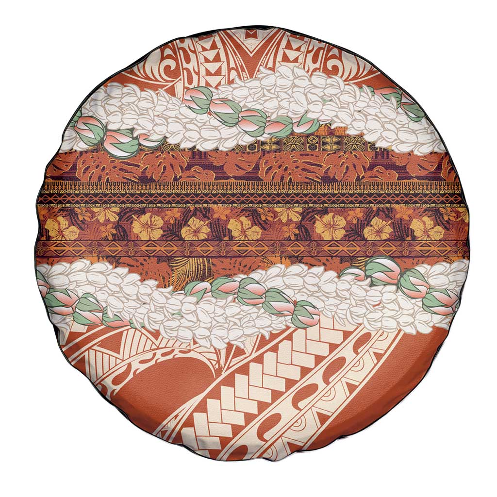Aloha Hawaii Mikioi Lei Spare Tire Cover Beige Tropical Flower Pattern - Polynesian Pride