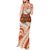 Aloha Hawaii Mikioi Lei Tank Maxi Dress Beige Tropical Flower Pattern - Polynesian Pride