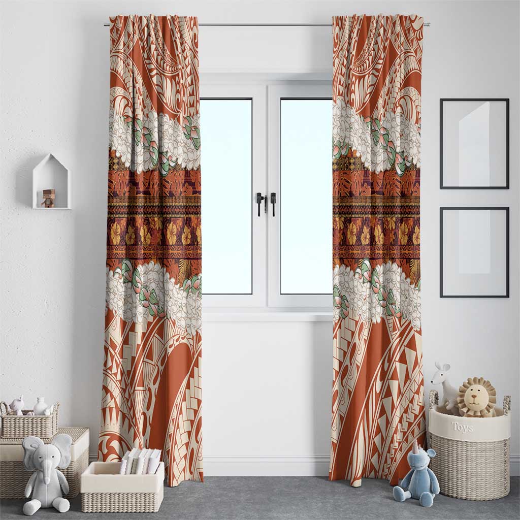 Aloha Hawaii Mikioi Lei Window Curtain Beige Tropical Flower Pattern - Polynesian Pride