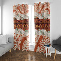 Aloha Hawaii Mikioi Lei Window Curtain Beige Tropical Flower Pattern - Polynesian Pride