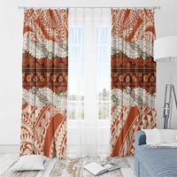 Aloha Hawaii Mikioi Lei Window Curtain Beige Tropical Flower Pattern - Polynesian Pride