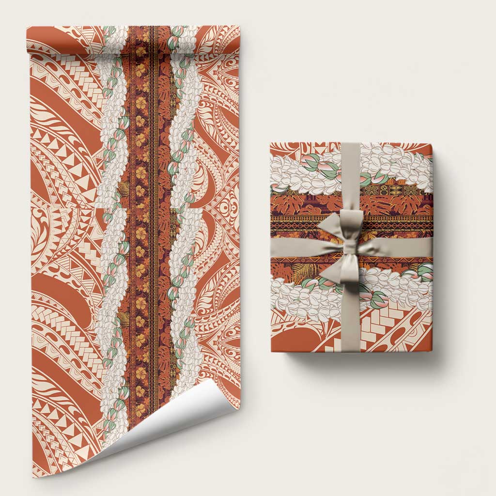 Aloha Hawaii Mikioi Lei Wrapping Paper Beige Tropical Flower Pattern LT14 58" × 23" Beige - Polynesian Pride