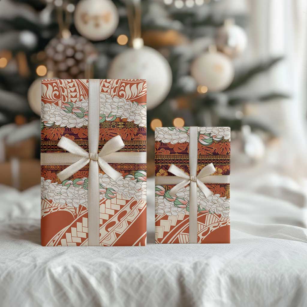 Aloha Hawaii Mikioi Lei Wrapping Paper Beige Tropical Flower Pattern LT14 - Polynesian Pride
