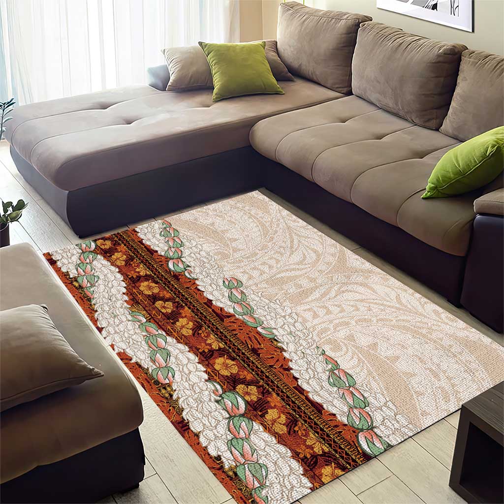 Aloha Hawaii Mikioi Lei Area Rug Cattail Red Tropical Flower Pattern - Polynesian Pride