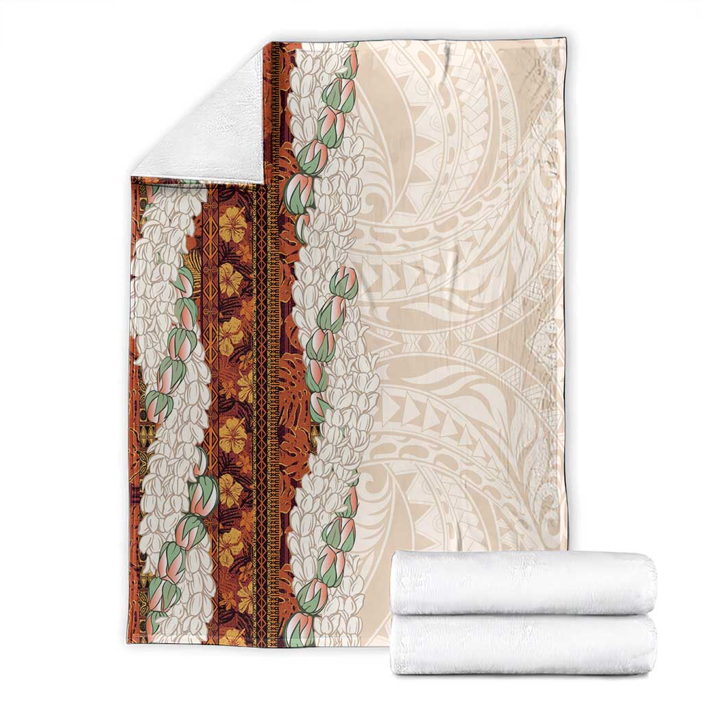 Aloha Hawaii Mikioi Lei Blanket Cattail Red Tropical Flower Pattern - Polynesian Pride