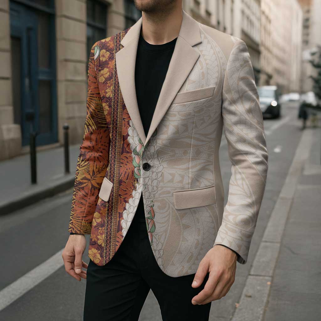 Aloha Hawaii Mikioi Lei Blazer Cattail Red Tropical Flower Pattern - Polynesian Pride