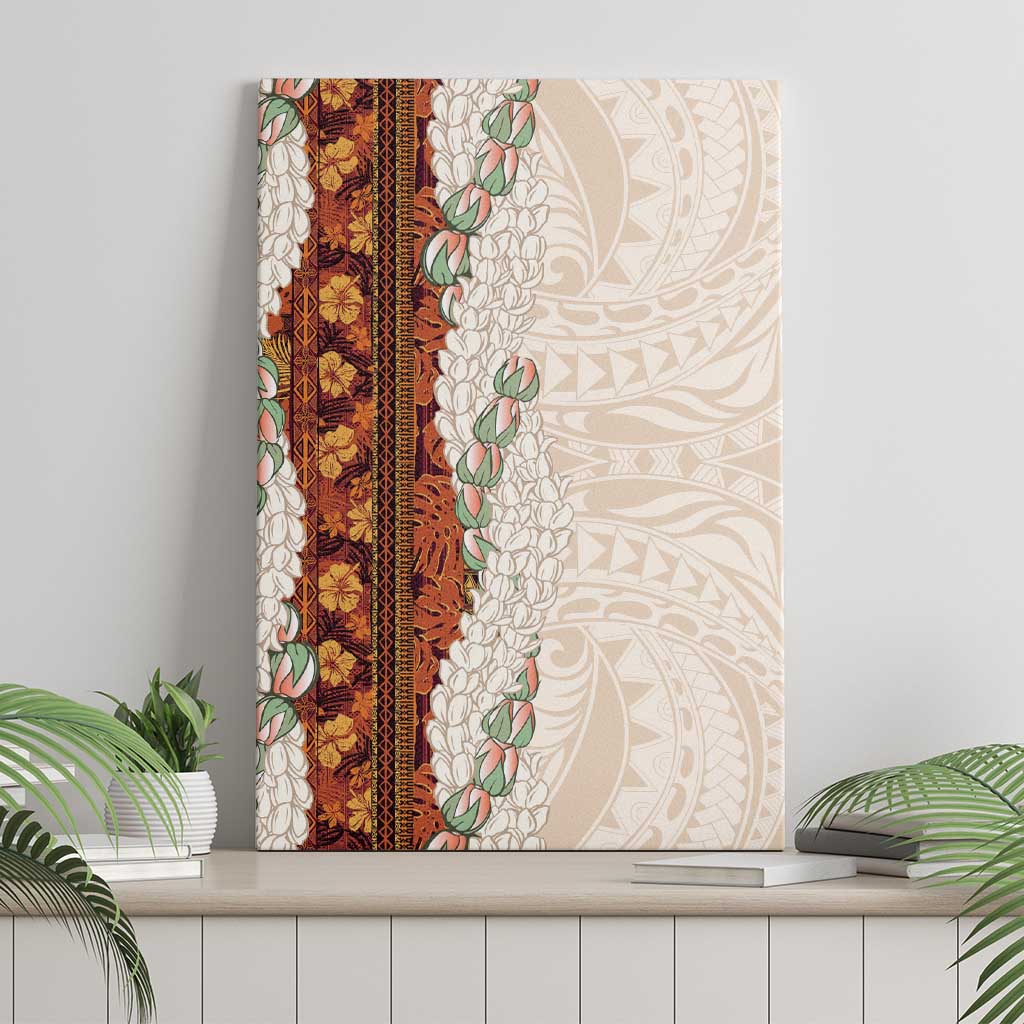 Aloha Hawaii Mikioi Lei Canvas Wall Art Cattail Red Tropical Flower Pattern - Polynesian Pride