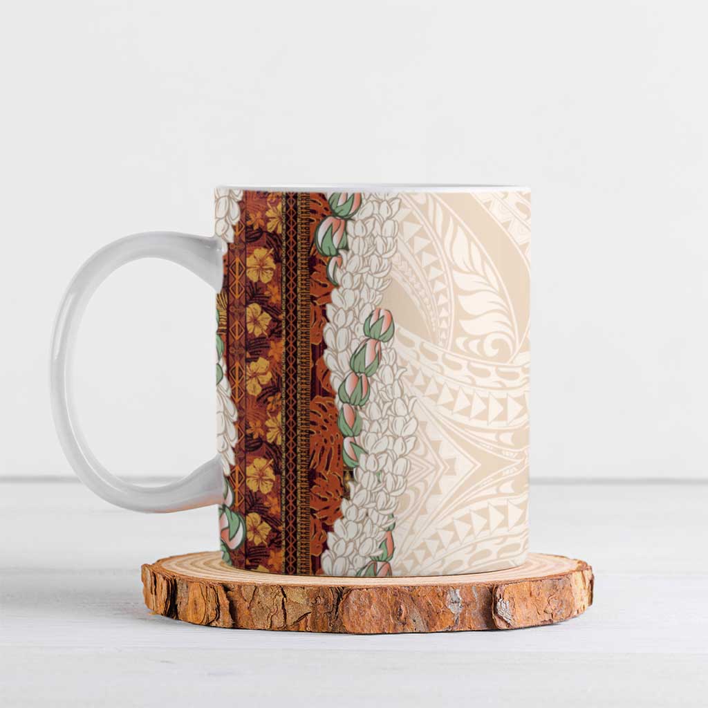 Aloha Hawaii Mikioi Lei Ceramic Mug Cattail Red Tropical Flower Pattern - Polynesian Pride