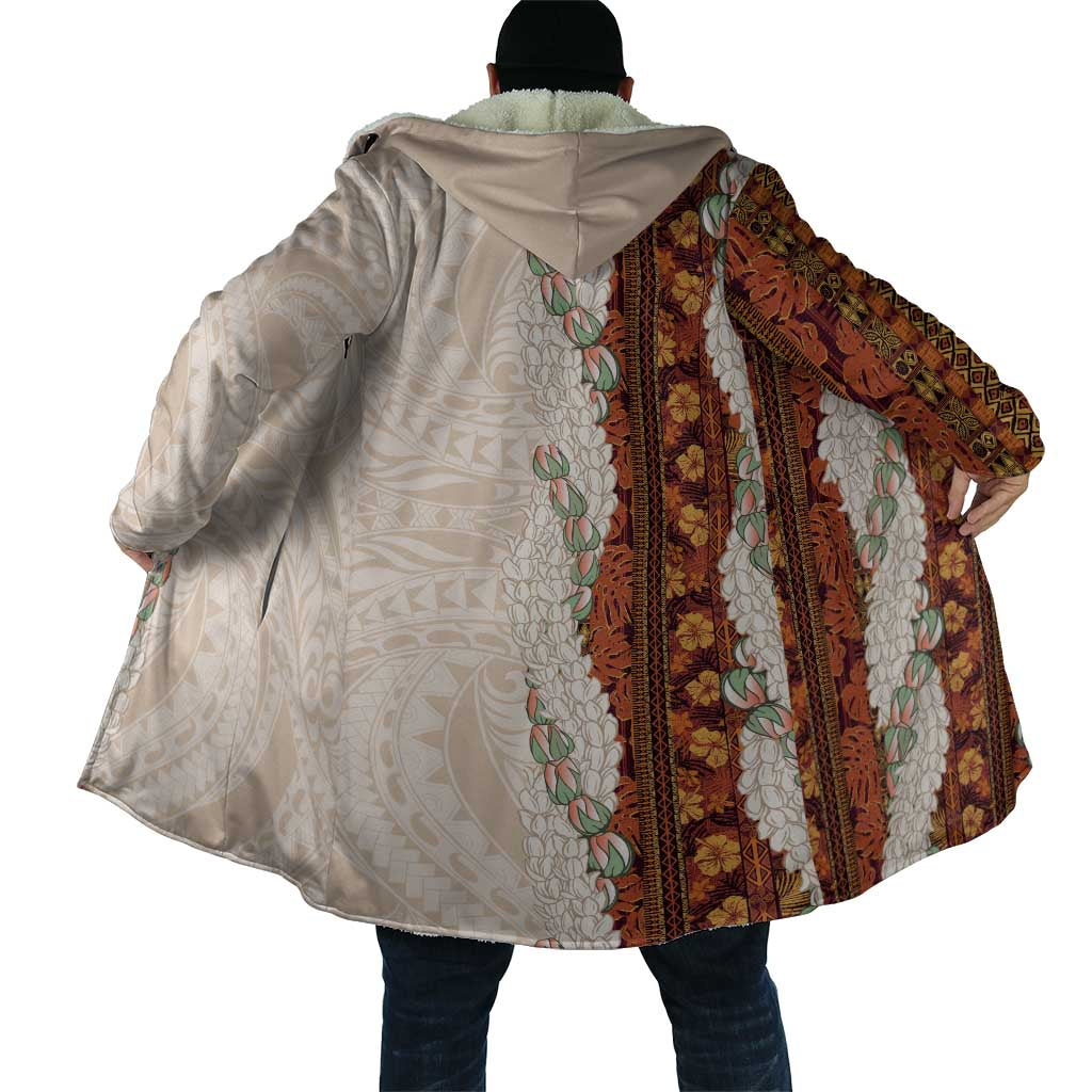 Aloha Hawaii Mikioi Lei Cloak Cattail Red Tropical Flower Pattern - Polynesian Pride