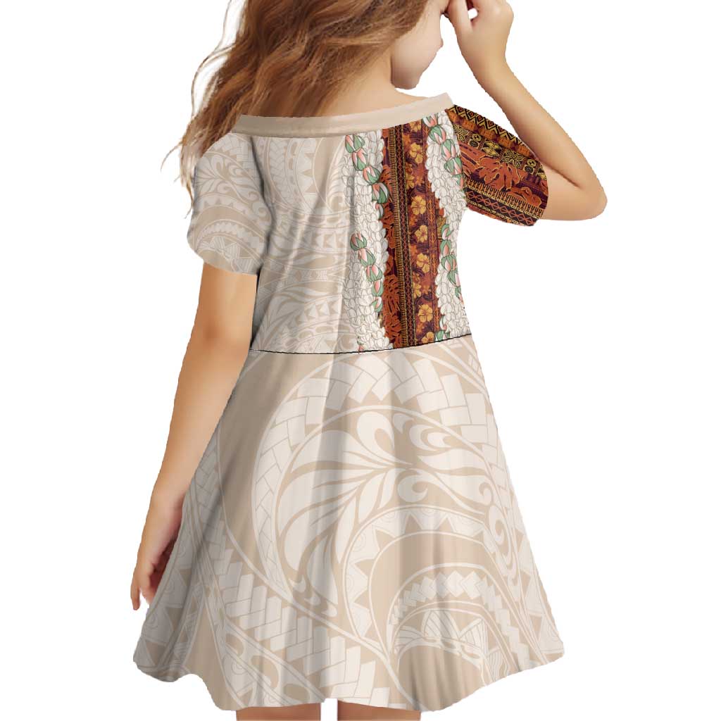 Aloha Hawaii Mikioi Lei Family Matching Long Sleeve Bodycon Dress and Hawaiian Shirt Cattail Red Tropical Flower Pattern - Polynesian Pride