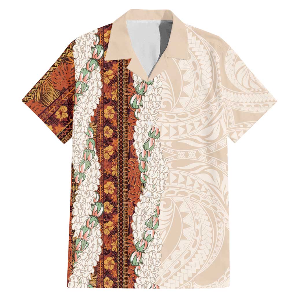 Aloha Hawaii Mikioi Lei Family Matching Mermaid Dress and Hawaiian Shirt Cattail Red Tropical Flower Pattern - Polynesian Pride