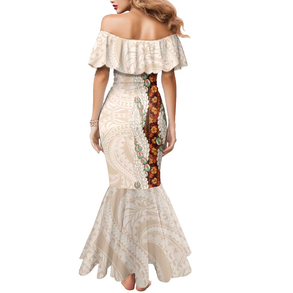 Aloha Hawaii Mikioi Lei Family Matching Mermaid Dress and Hawaiian Shirt Cattail Red Tropical Flower Pattern - Polynesian Pride