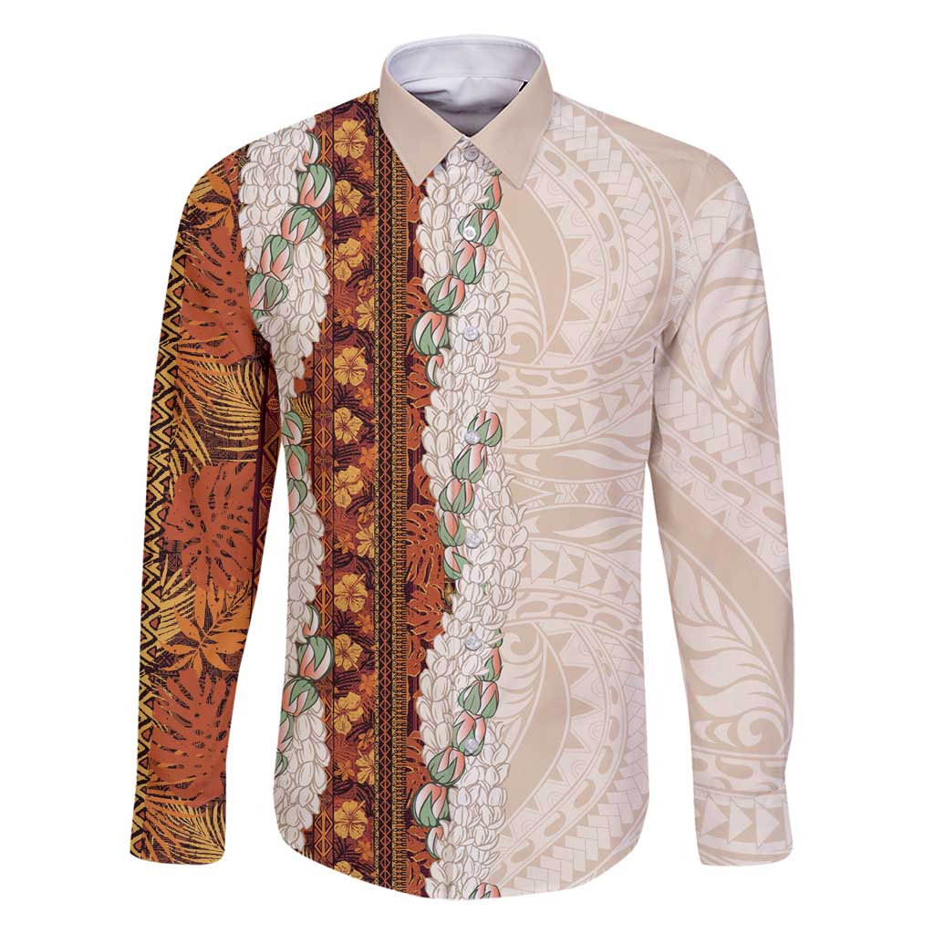 Aloha Hawaii Mikioi Lei Family Matching Off Shoulder Short Dress and Hawaiian Shirt Cattail Red Tropical Flower Pattern - Polynesian Pride