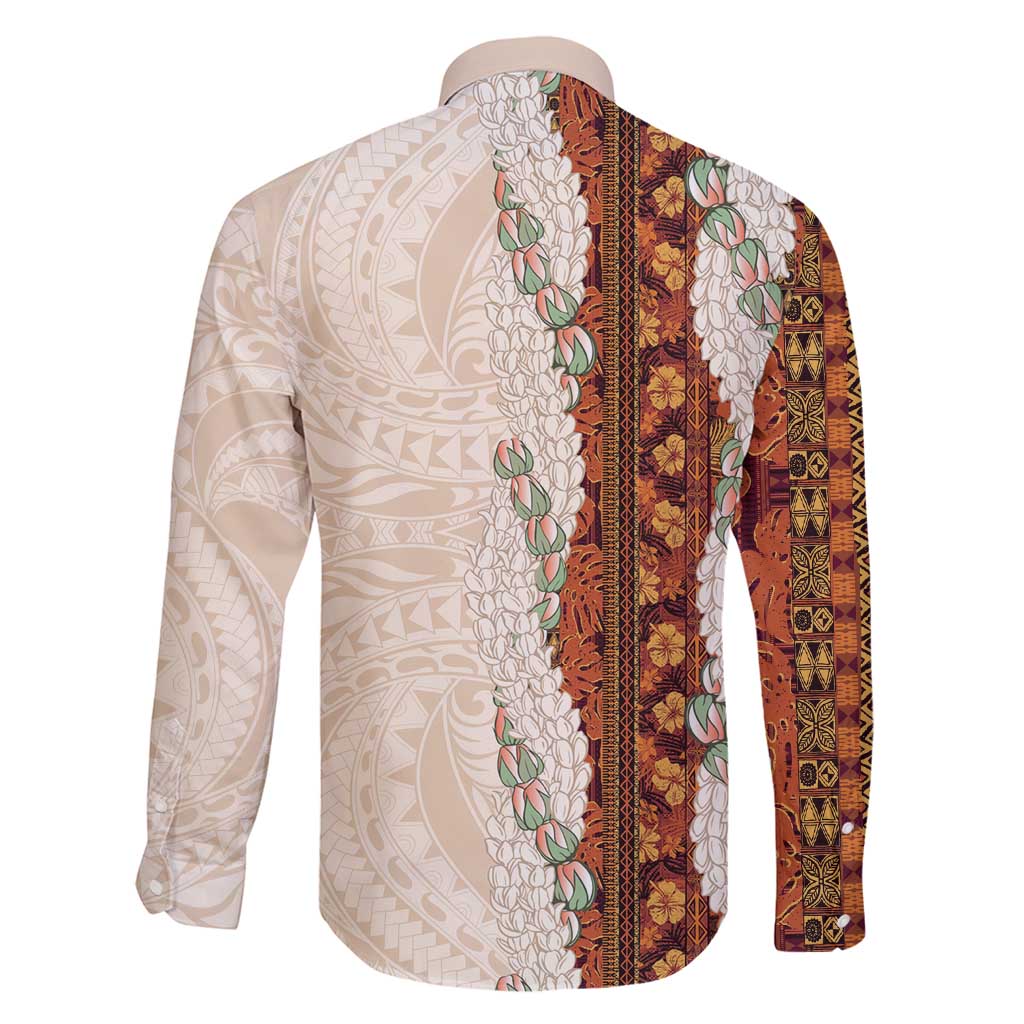 Aloha Hawaii Mikioi Lei Family Matching Off Shoulder Short Dress and Hawaiian Shirt Cattail Red Tropical Flower Pattern - Polynesian Pride