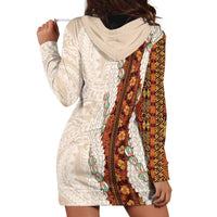 Aloha Hawaii Mikioi Lei Hoodie Dress Cattail Red Tropical Flower Pattern - Polynesian Pride